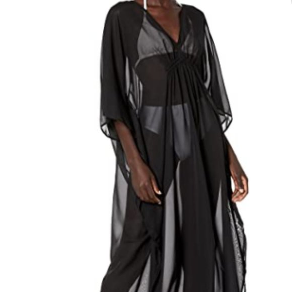 Coastal Blue Other - Coastal Blue Women's Swimwear Maxi Caftan Black Transparent Cover Up Size Small